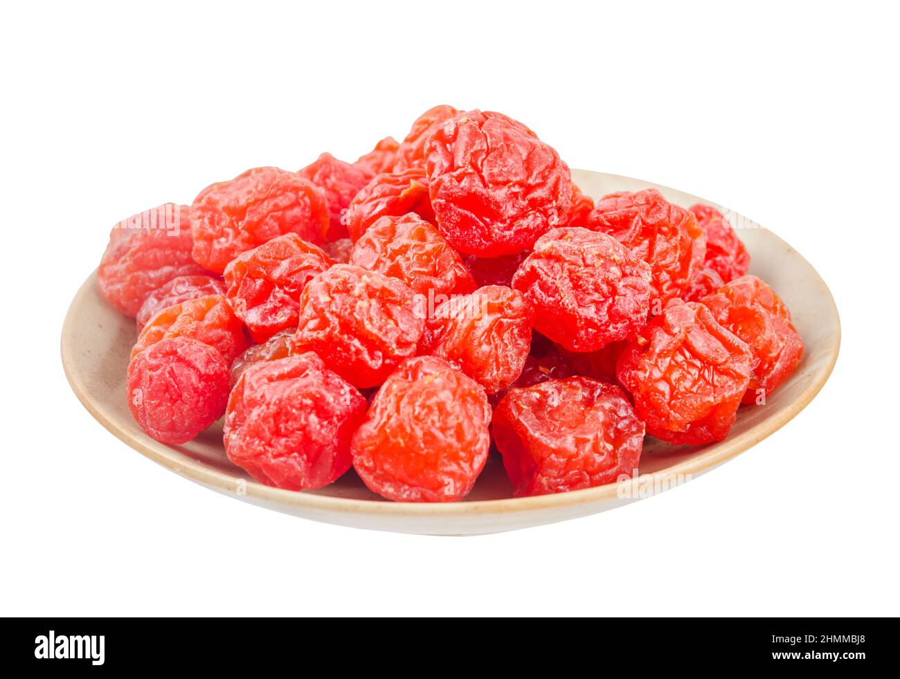 Dried red prunes fruits (Preserved fruits Chinese plum) in dish