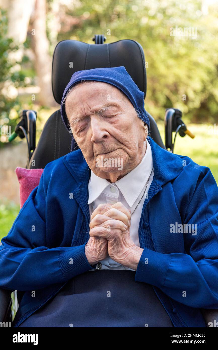File photo dated February 10, 2022 of Sister Andre, Lucile Randon in ...