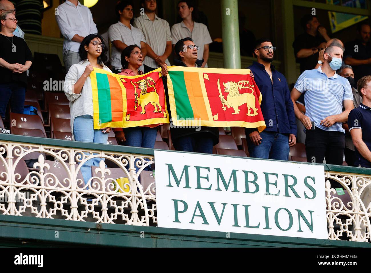 Sydney, Australia. 11th Feb, 2022. Sri Lankan fans in the members stand during the International T20 Match between Australia and Sri Lanka at Sydney Cricket Ground, Sydney, Australia on 11 February 2022. Photo by Peter Dovgan. Editorial use only, license required for commercial use. No use in betting, games or a single club/league/player publications. Credit: UK Sports Pics Ltd/Alamy Live News Credit: UK Sports Pics Ltd/Alamy Live News Stock Photo