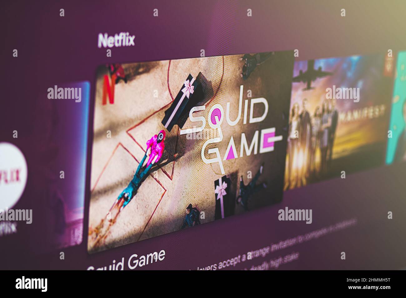 Squid game season 2 on TV screen. Most popular netflix tv show ever. Squid  game is a South Korean survival drama television series streaming on Netfli  Stock Photo - Alamy