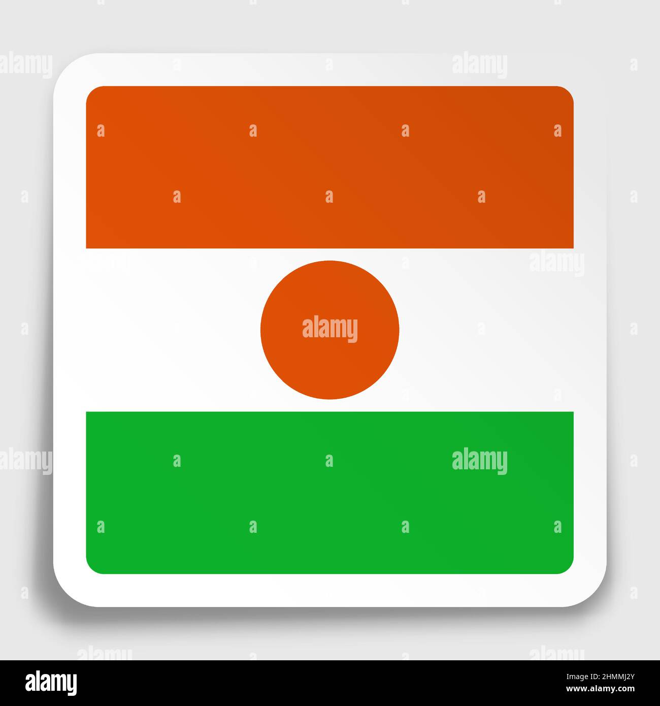 REPUBLIC OF Niger flag icon on paper square sticker with shadow. Button for mobile application or web. Vector Stock Vector