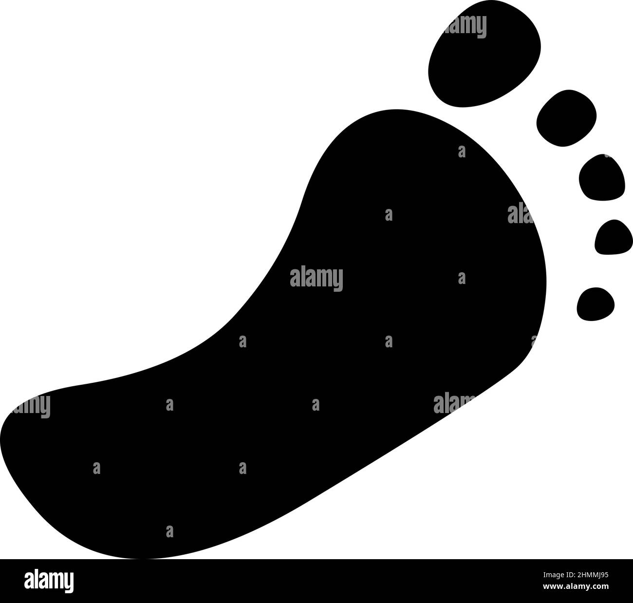 Vector illustration of the black color silhouette of the footprint of a human foot Stock Vector