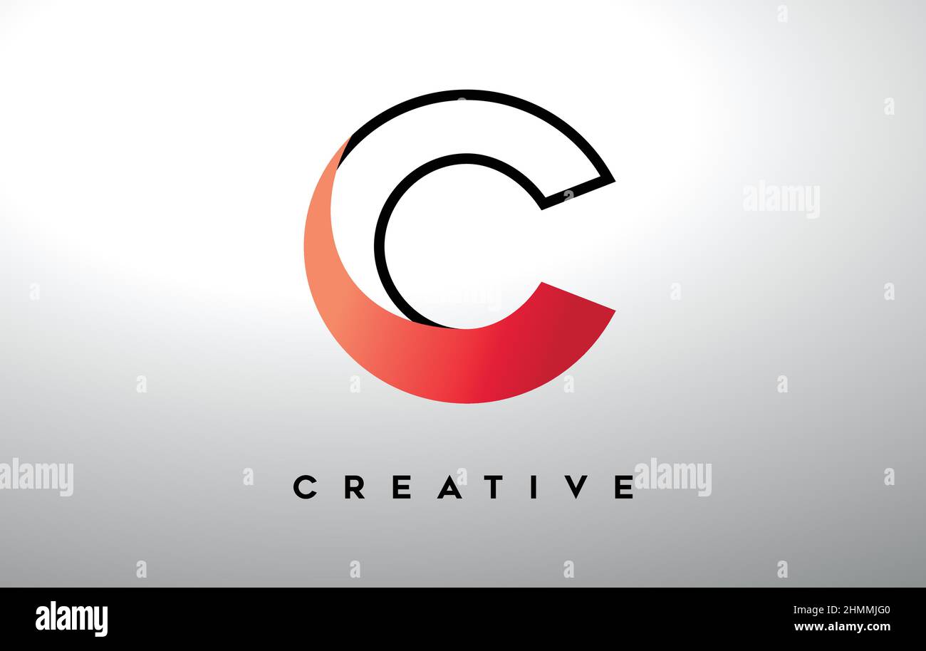 Letter C with black outline and red gradient colors. Creative Modern ...