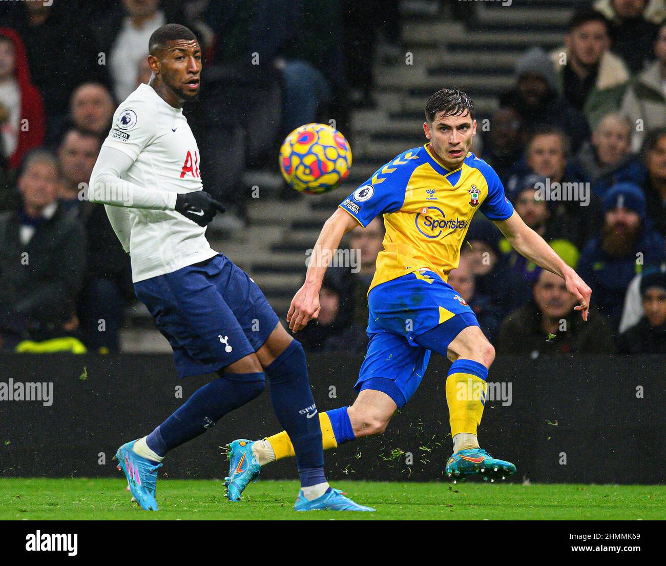 London, UK. 09th Feb, 2022. Southampton's Romain Perraud during the match at the Tottenham Hotspur Stadium. Picture Credit : Credit: Mark Pain/Alamy Live News Stock Photo