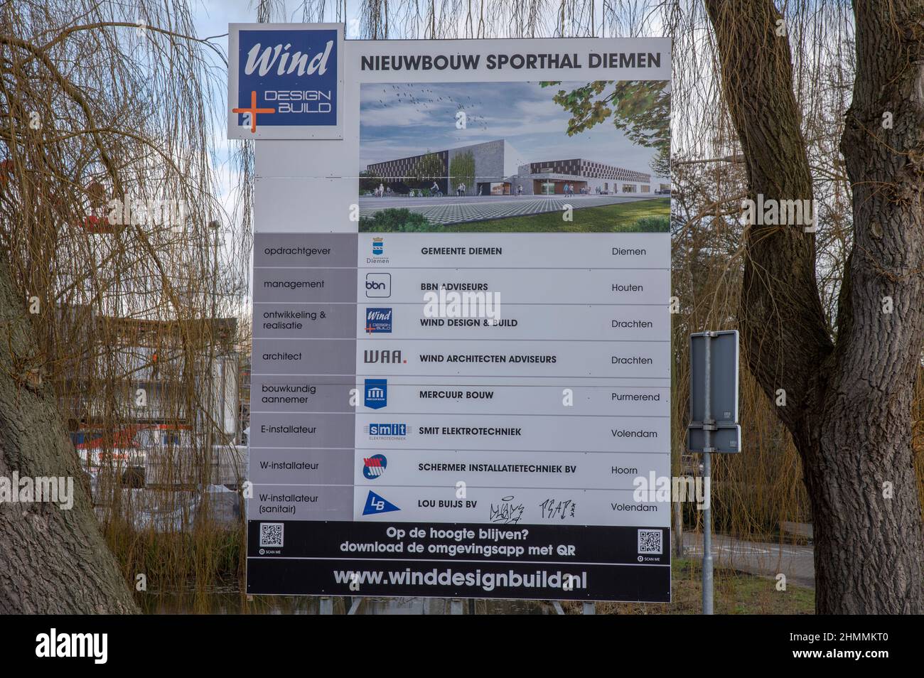 Billboard Constructions Sports Hall At Diemen The Netherlands 7-2-2022 Stock Photo
