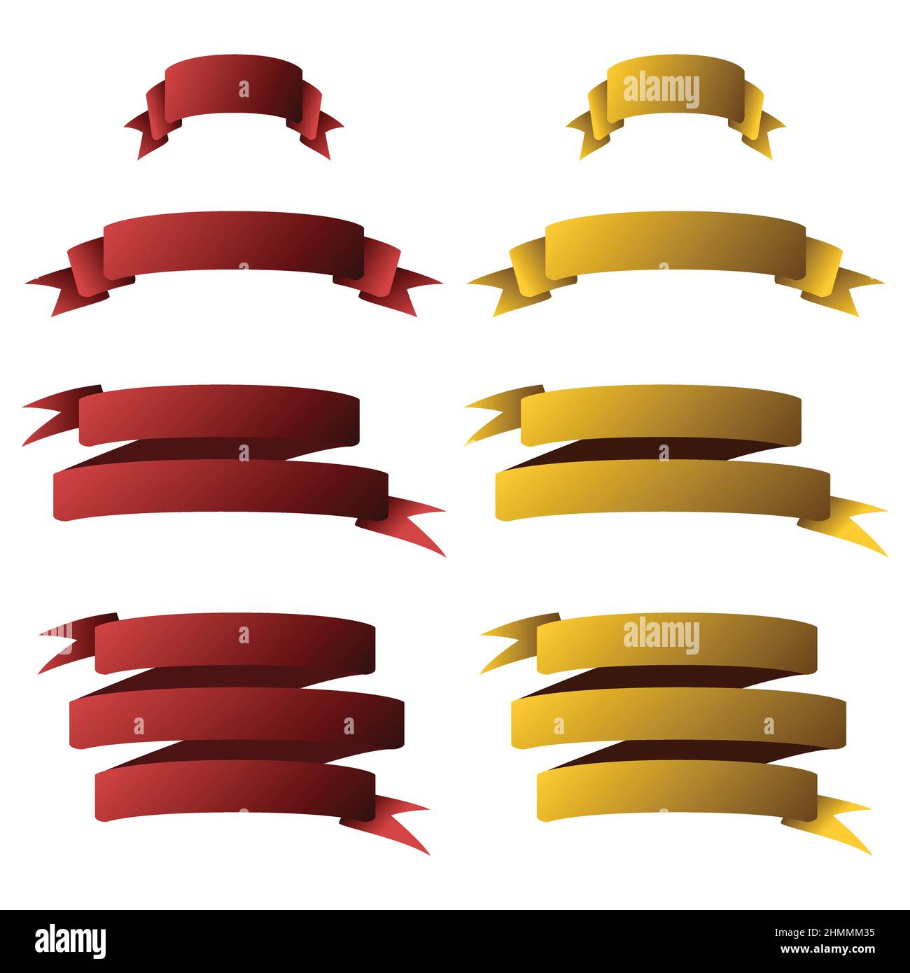 Red and Gold Ribbon Banner Set. Vector Illustration Stock Vector Image