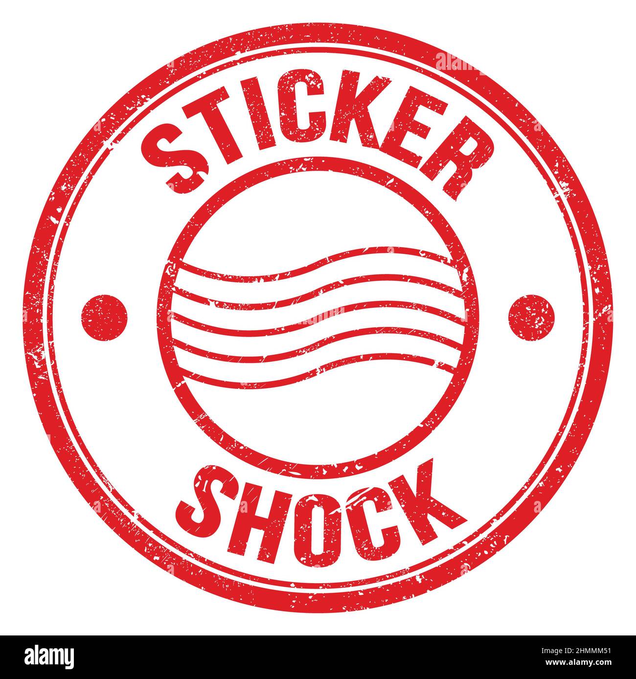 STICKER SHOCK text written on red round postal stamp sign Stock Photo