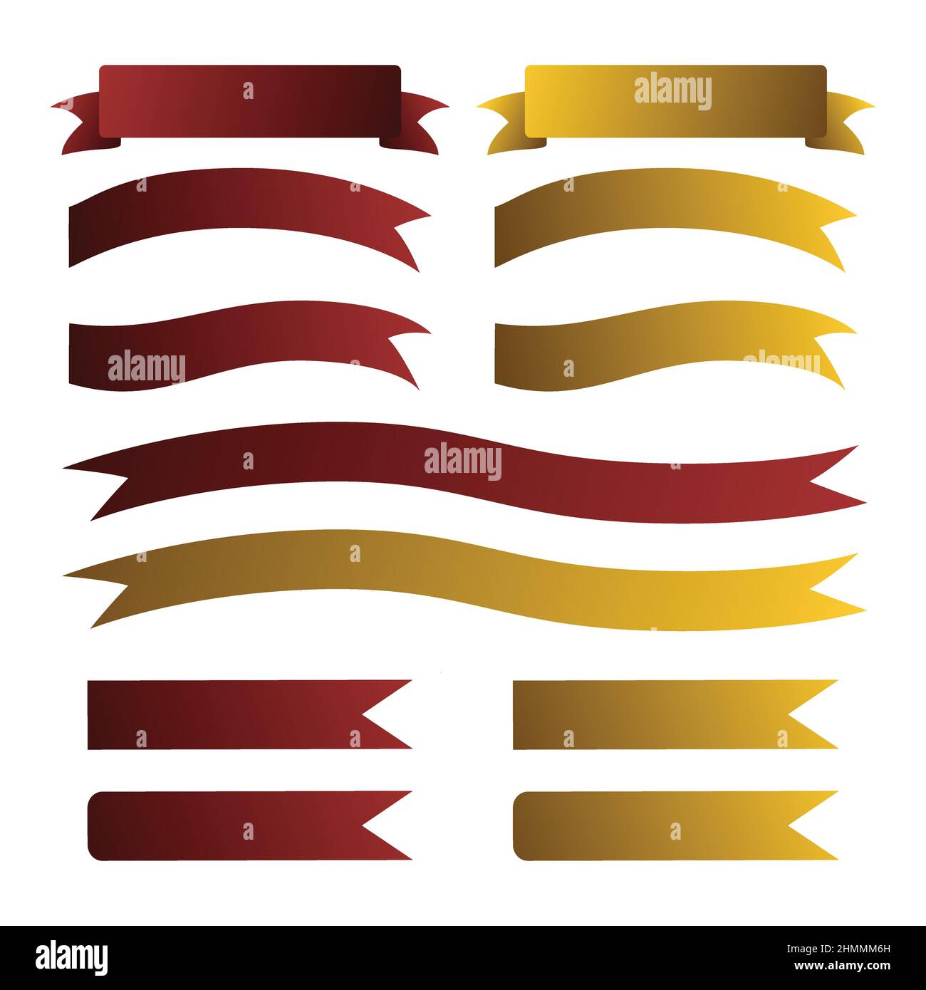 Red and Gold Ribbon Banner Set. Vector Illustration Stock Vector Image