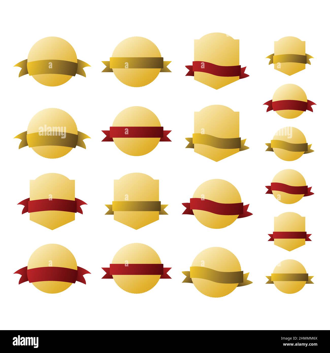 Red and Gold Circle Banner Set. Vector Illustration. Stock Vector