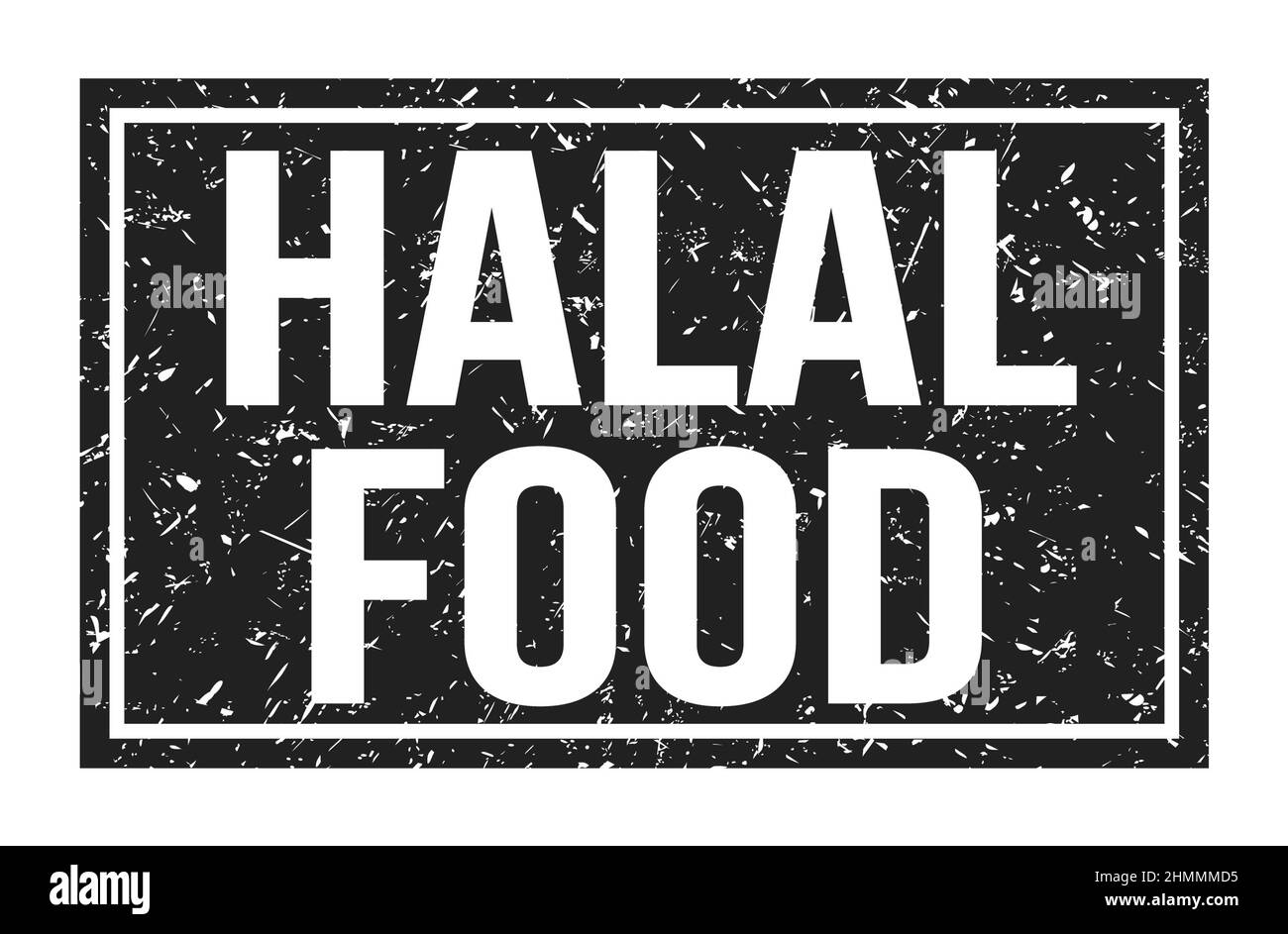 HALAL FOOD, words written on black rectangle stamp sign Stock Photo Alamy
