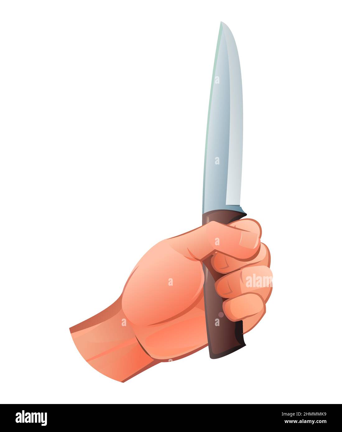 Hand with knife up. Object isolated on white background. Funny cartoon style. Vector. Stock Vector