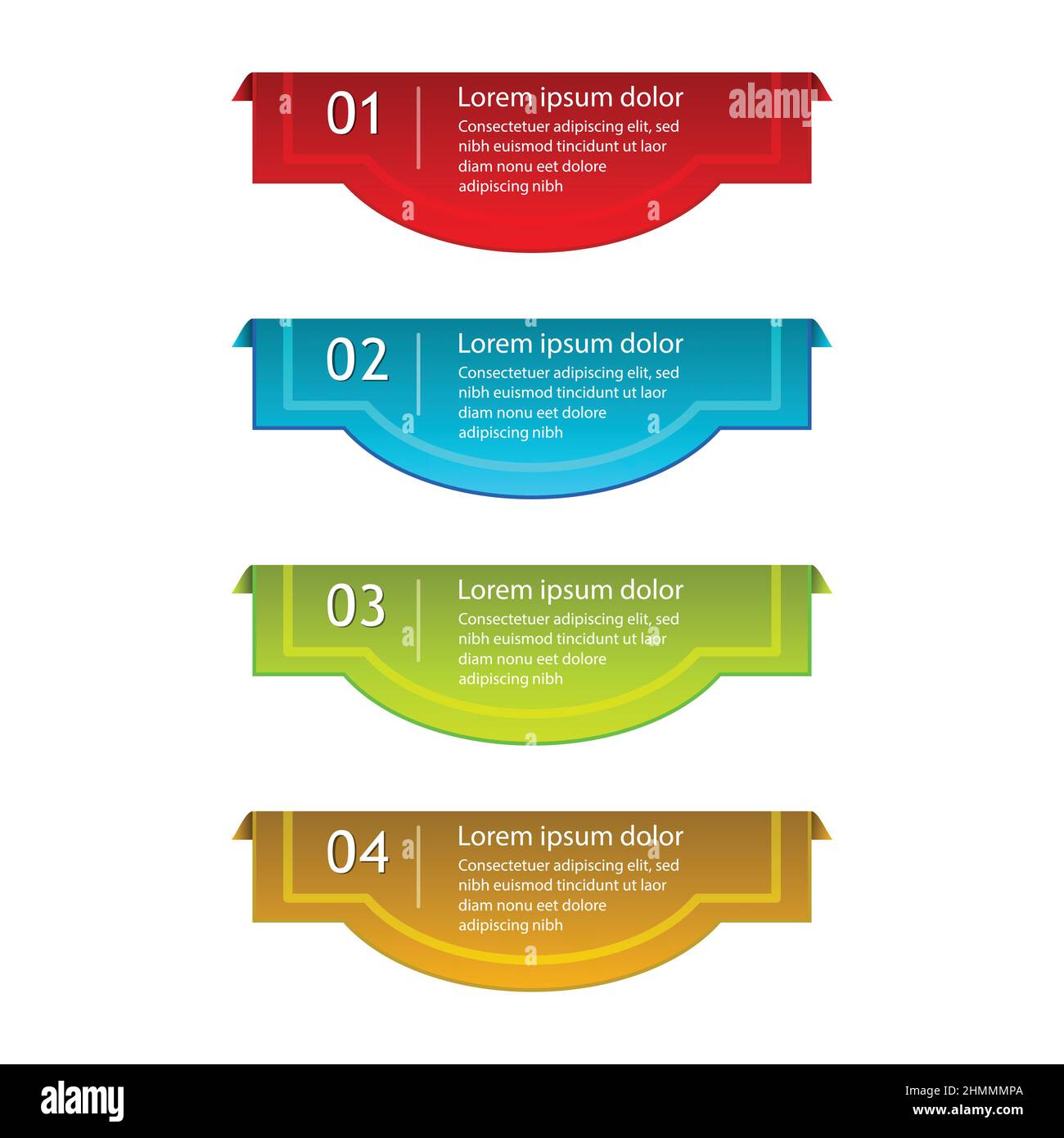 Gradient Colorful Steps Label Infographics Banner Set. Vector Illustration. Stock Vector