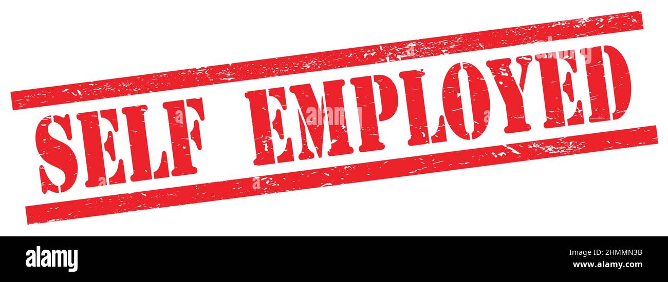 SELF EMPLOYED text on red grungy rectangle vintage stamp Stock Photo