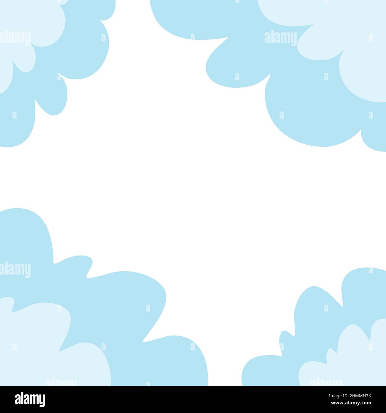 Blue White Clouds Template Banner. Vector Illustration. Stock Vector