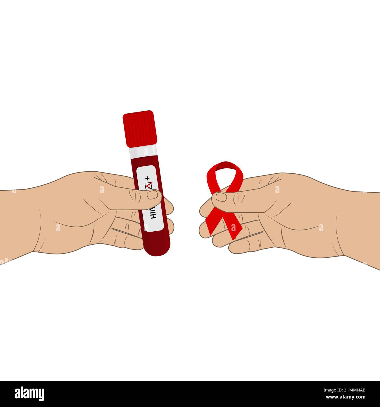 An HIV testing kit with a laboratory test tube for blood analysis
