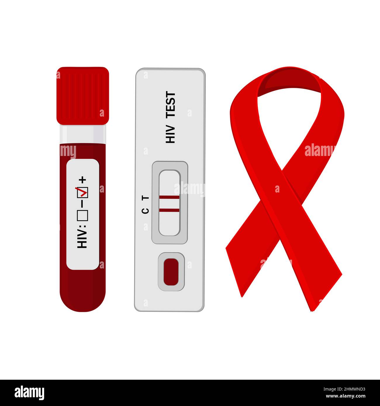 An HIV testing kit with a laboratory test tube for blood analysis
