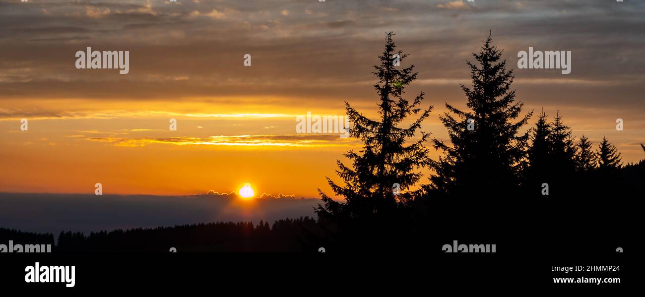 Panoramic sunset in the Black Forest Stock Photo - Alamy