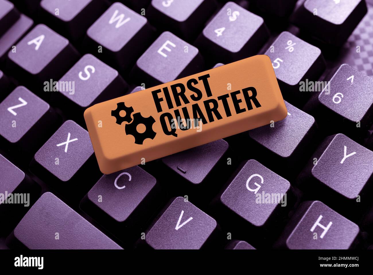 Sign displaying First Quarter. Word for one of the considered four ...