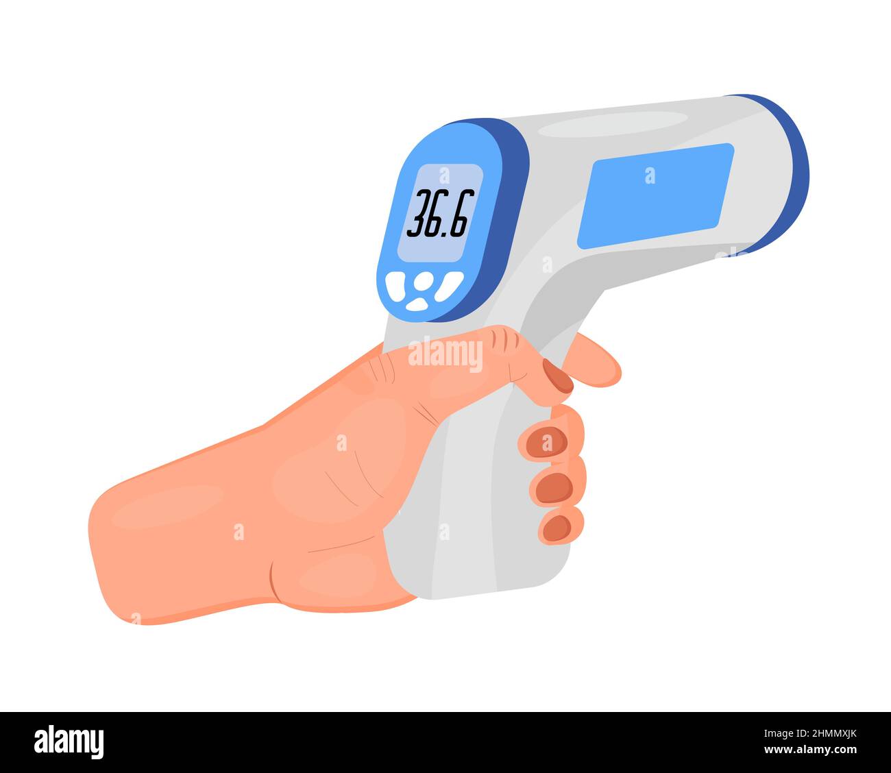 Body temperature check is required. Noncontact thermometer in hand