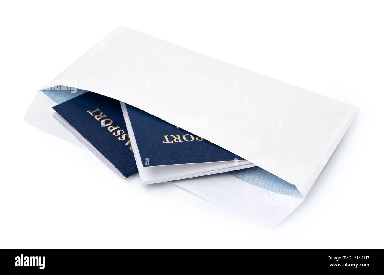 envelope with passport isolated on white Stock Photo Alamy