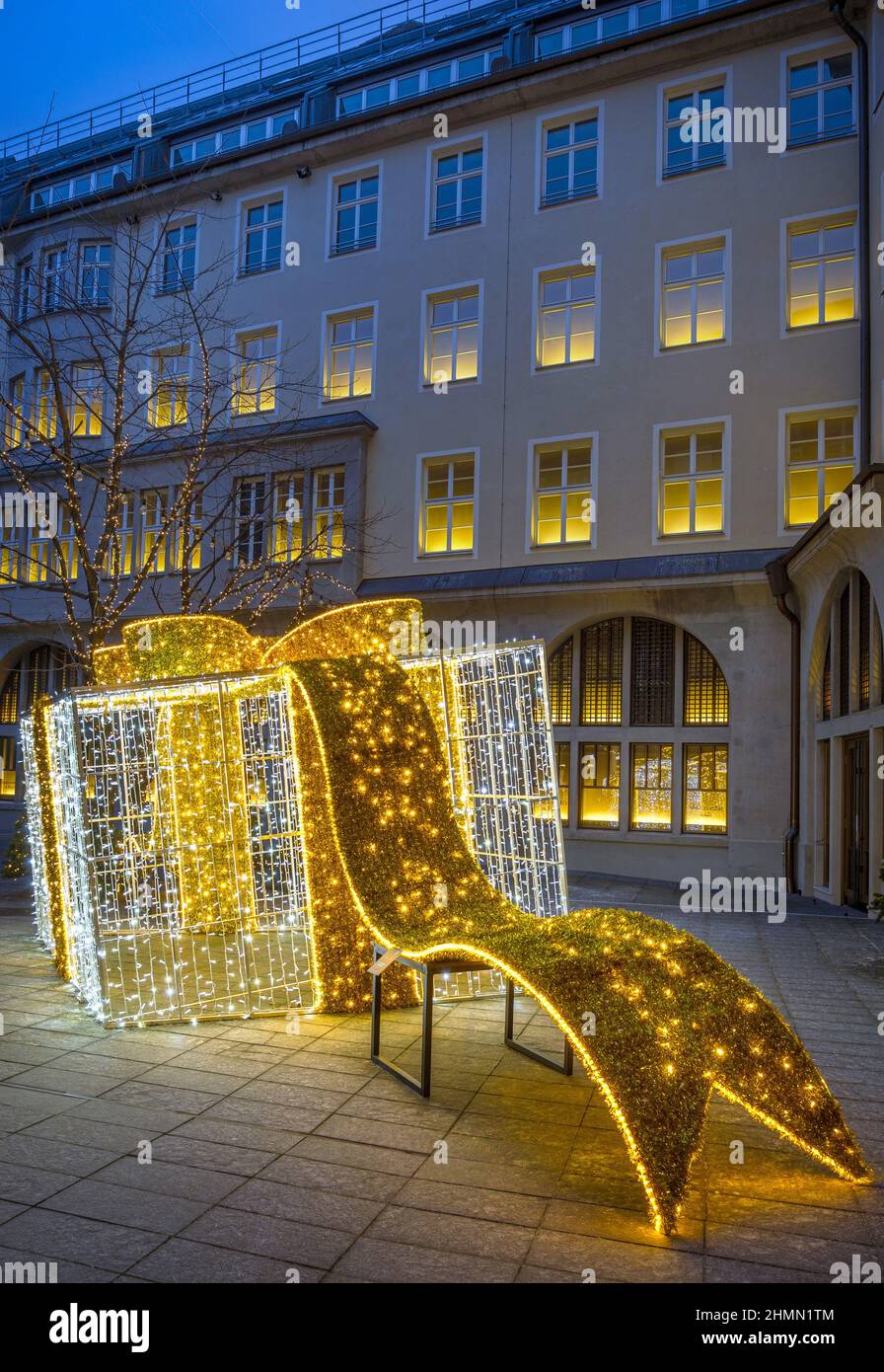 illuminated christmas decoration at the shopping mall Hofstatt, Germany, Bavaria, Muenchen Stock Photo