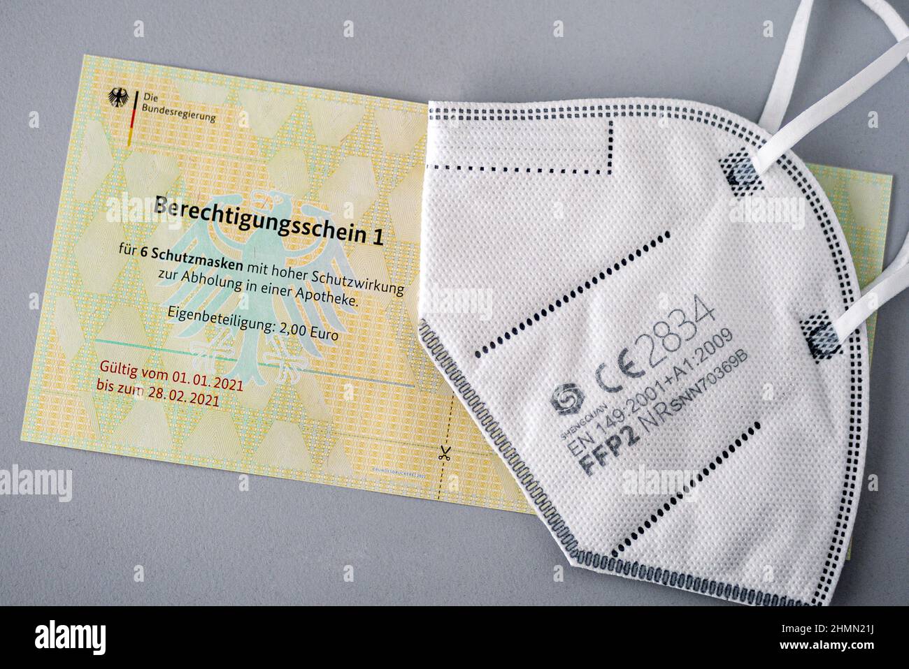 authorisation certificates for FFP2 masks from the Federal Government Germany, Germany Stock Photo