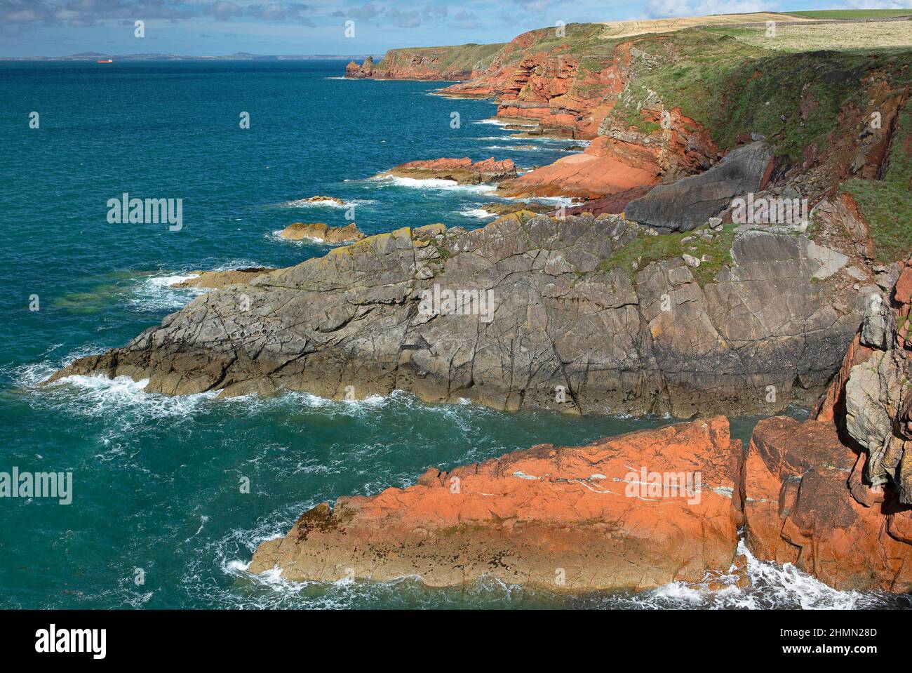 Coastline in Pembrokeshire National Park, United Kingdom, Wales, Pembrokeshire Coast National Park Stock Photo