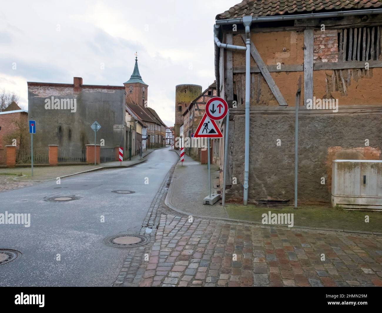 Center of Lenzen, vacancy and neglect, Germany, Brandenburg, Lenzen (Elbe) Stock Photo