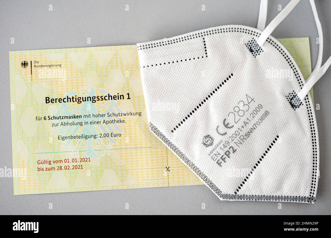 authorisation certificates for FFP2 masks from the Federal Government Germany, Germany Stock Photo