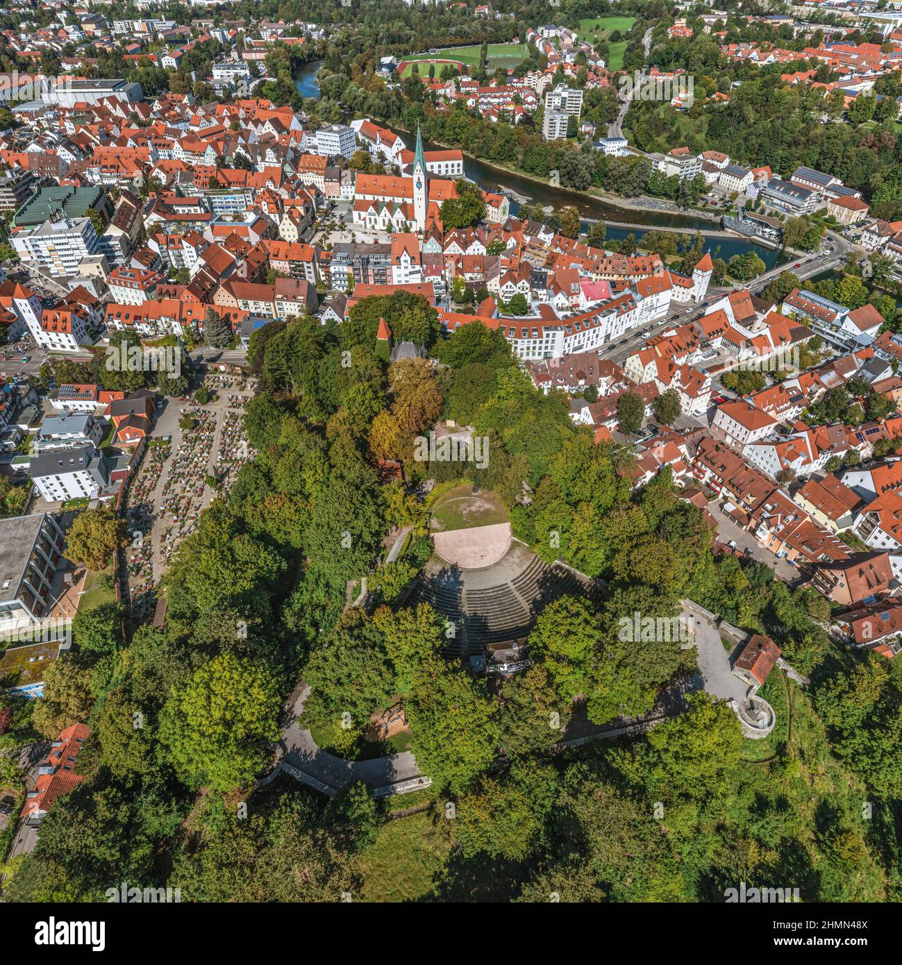 Aerial view to Kempten - central town of the Allgäu and one of the ...