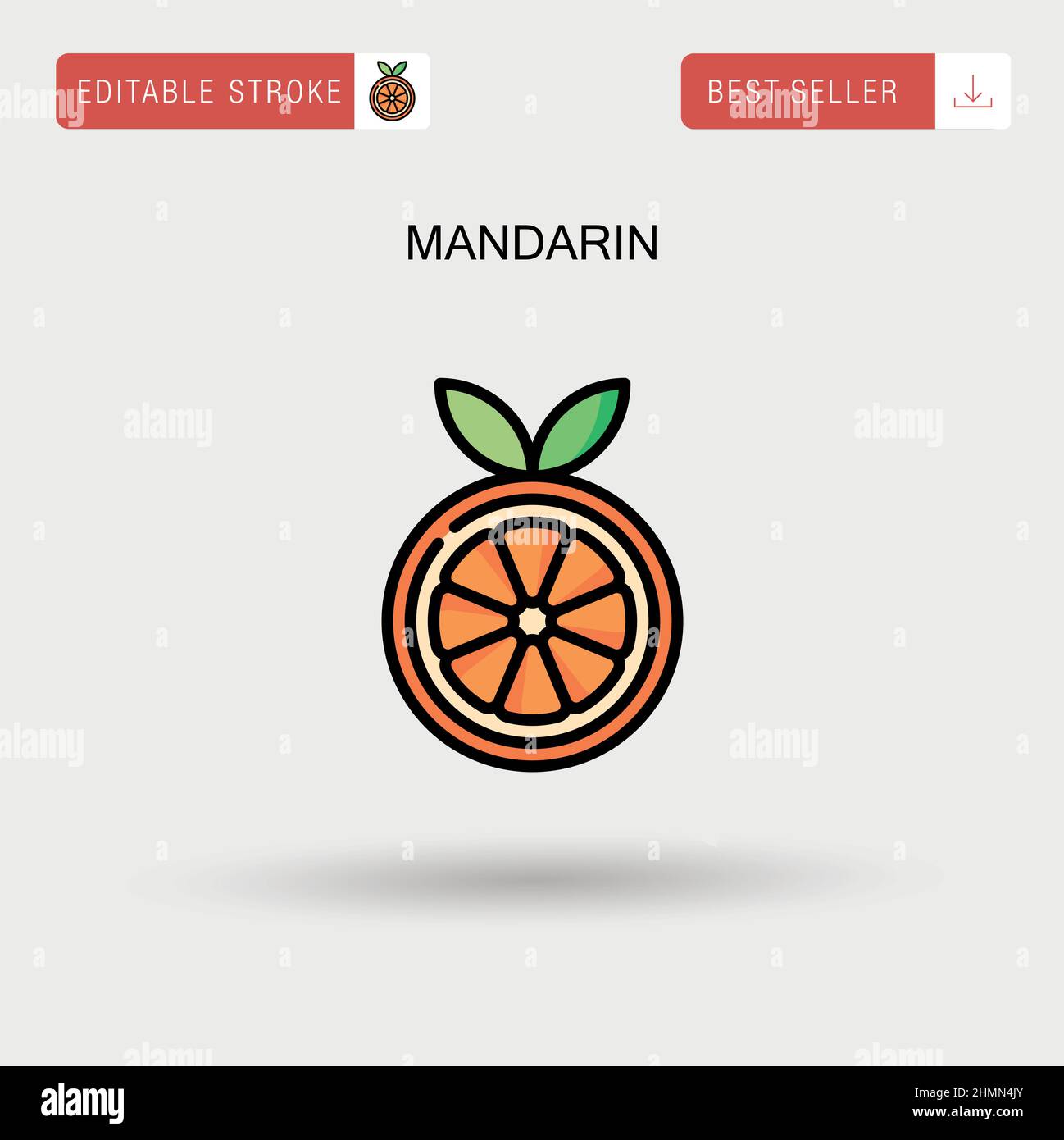 Mandarin Simple vector icon. Stock Vector