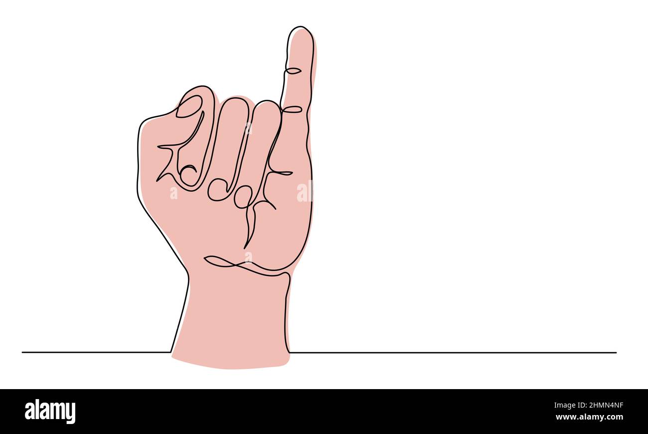 Little finger up vector sign. Hand gesture with pinky meaning i swear or promise. One continuous line art drawing vector illustration of pinky up Stock Vector