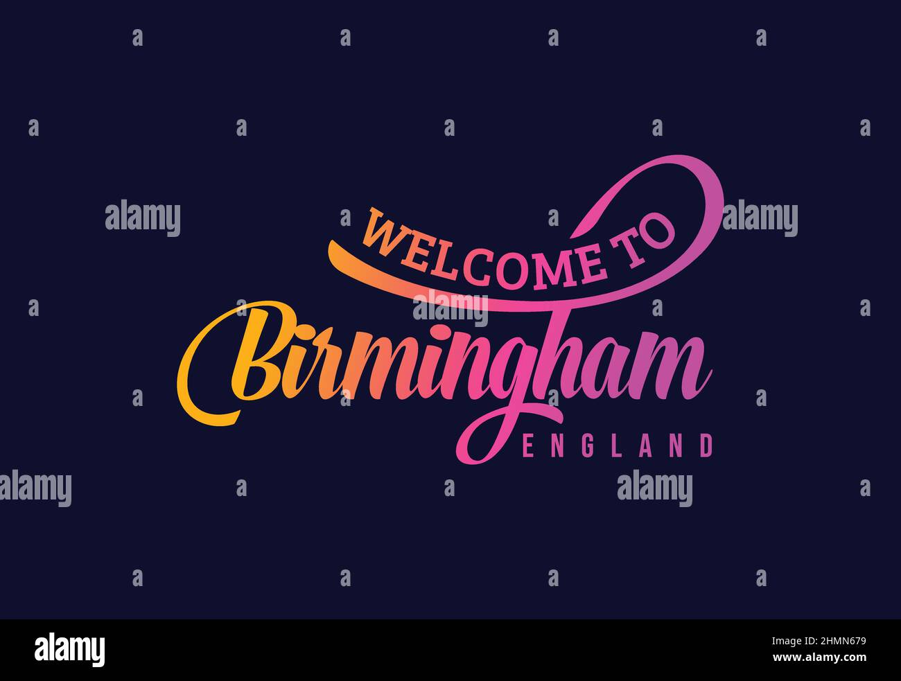 To Birmingham, England Word Text Creative Font Design