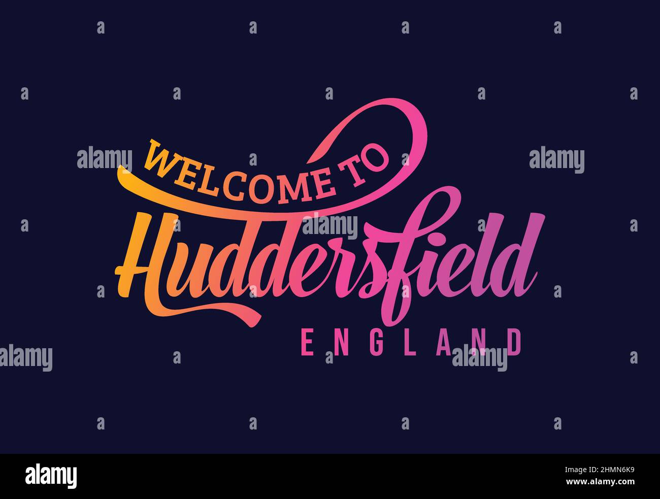 To Huddersfield, England Word Text Creative Font Design