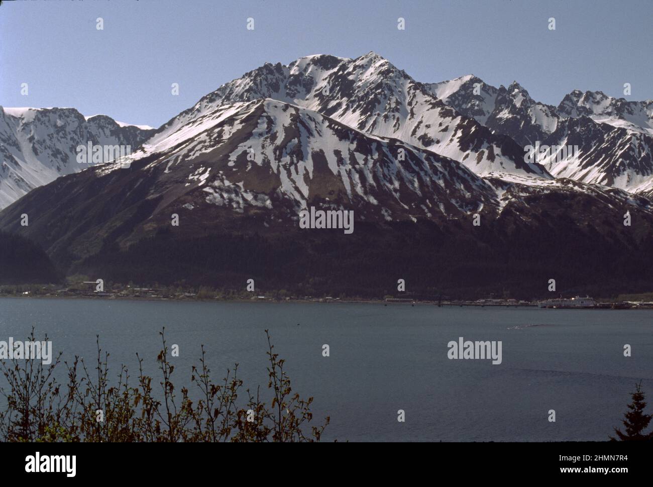 Seward, AK U.S.A. 6/1997. Kenai Peninsula. Snow capped mountains