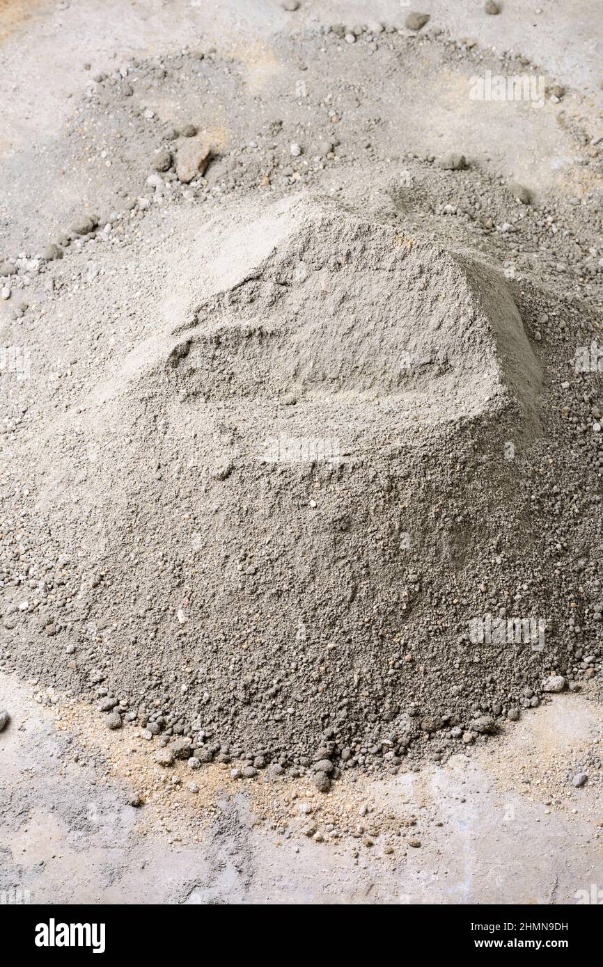 pile of cement and sand mixer, ready to make cement mortar, home