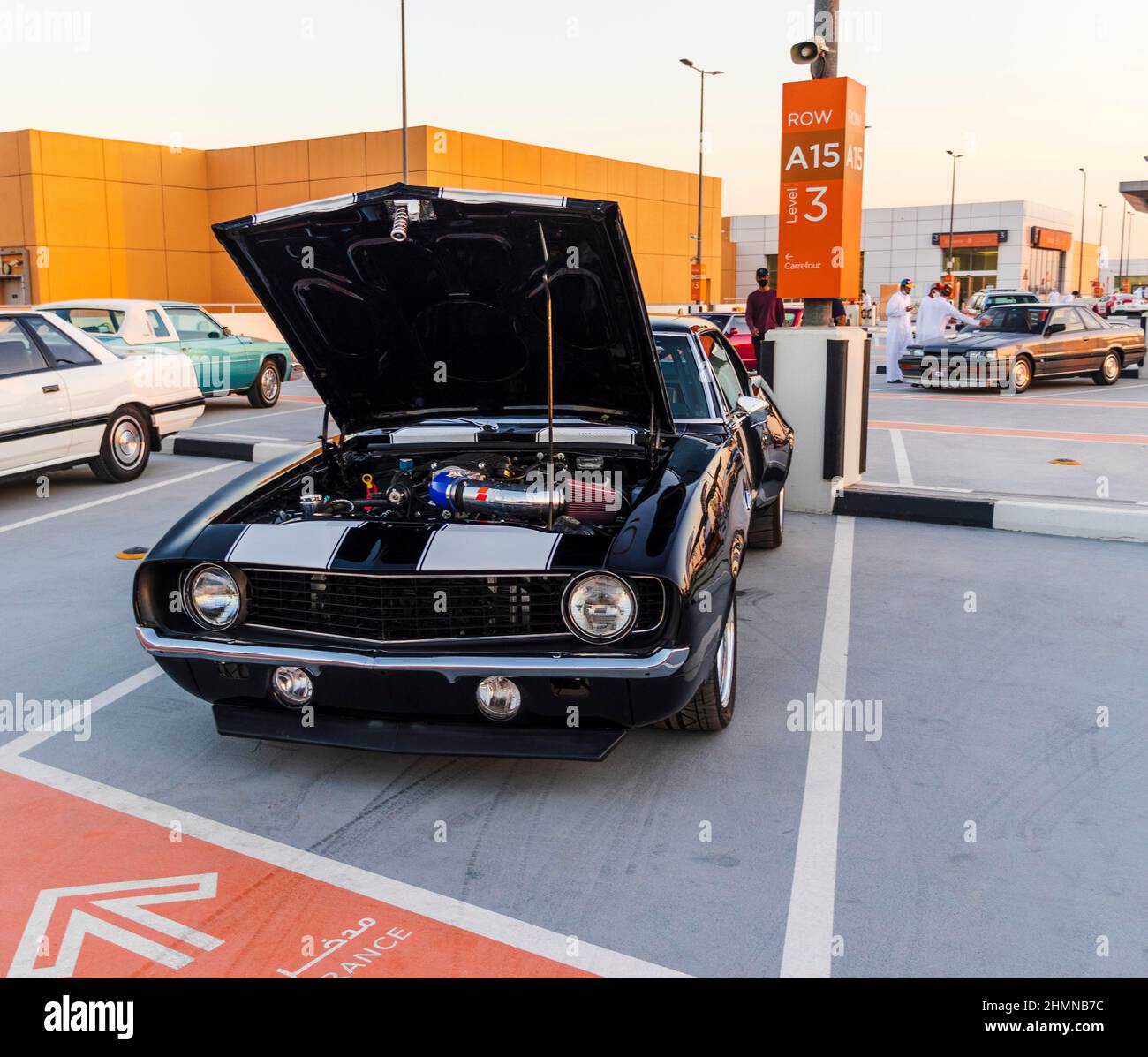 Dubai, UAE - 02.04.2022 - Vintage classic car on display during motor show. Stock Photo