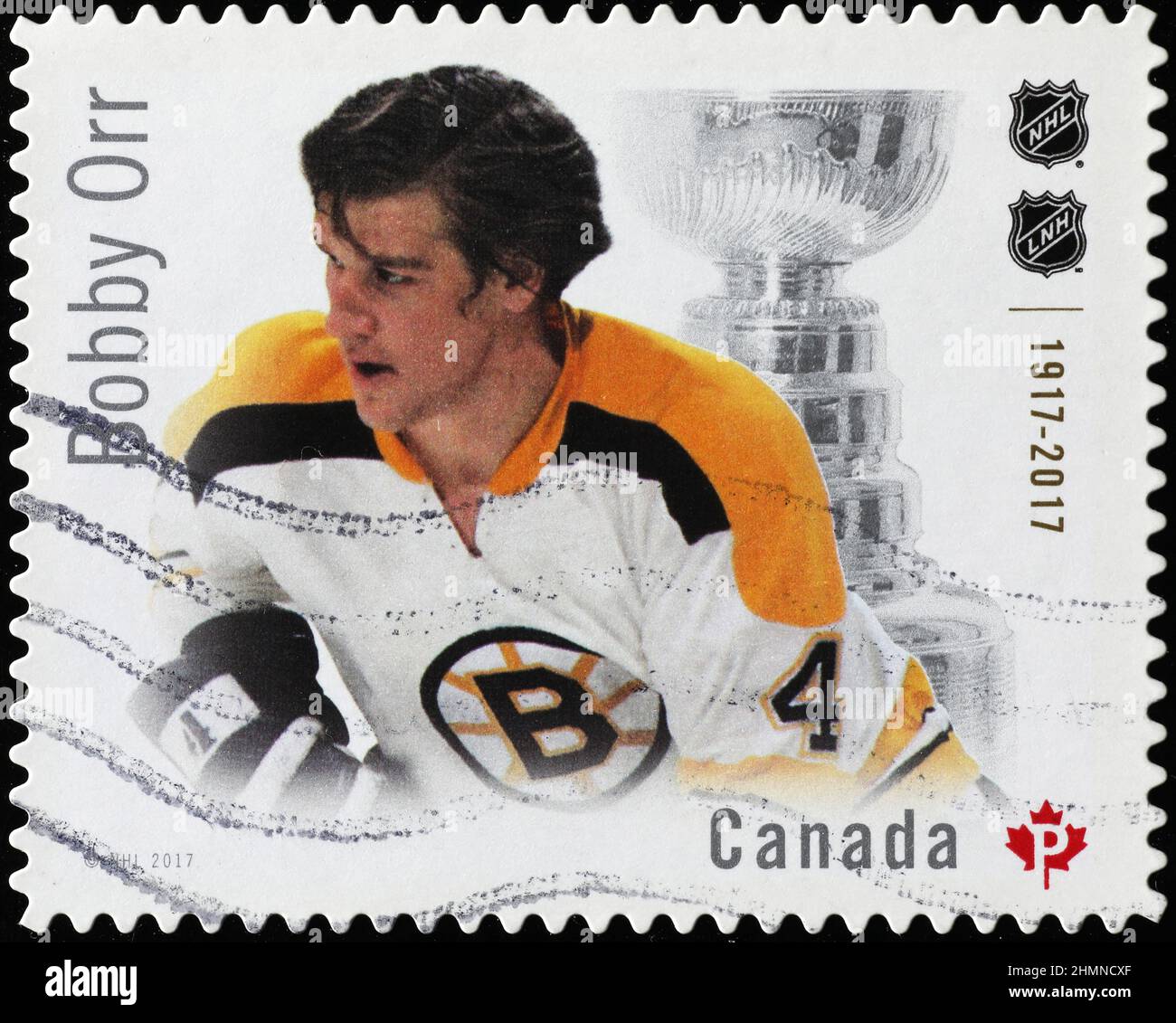Canadian hockey player Bobby Orr on postage stamp Stock Photo