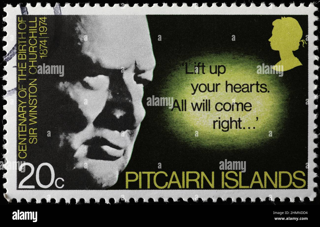 Celebration of Sir Winston Churchill on postage stamp Stock Photo