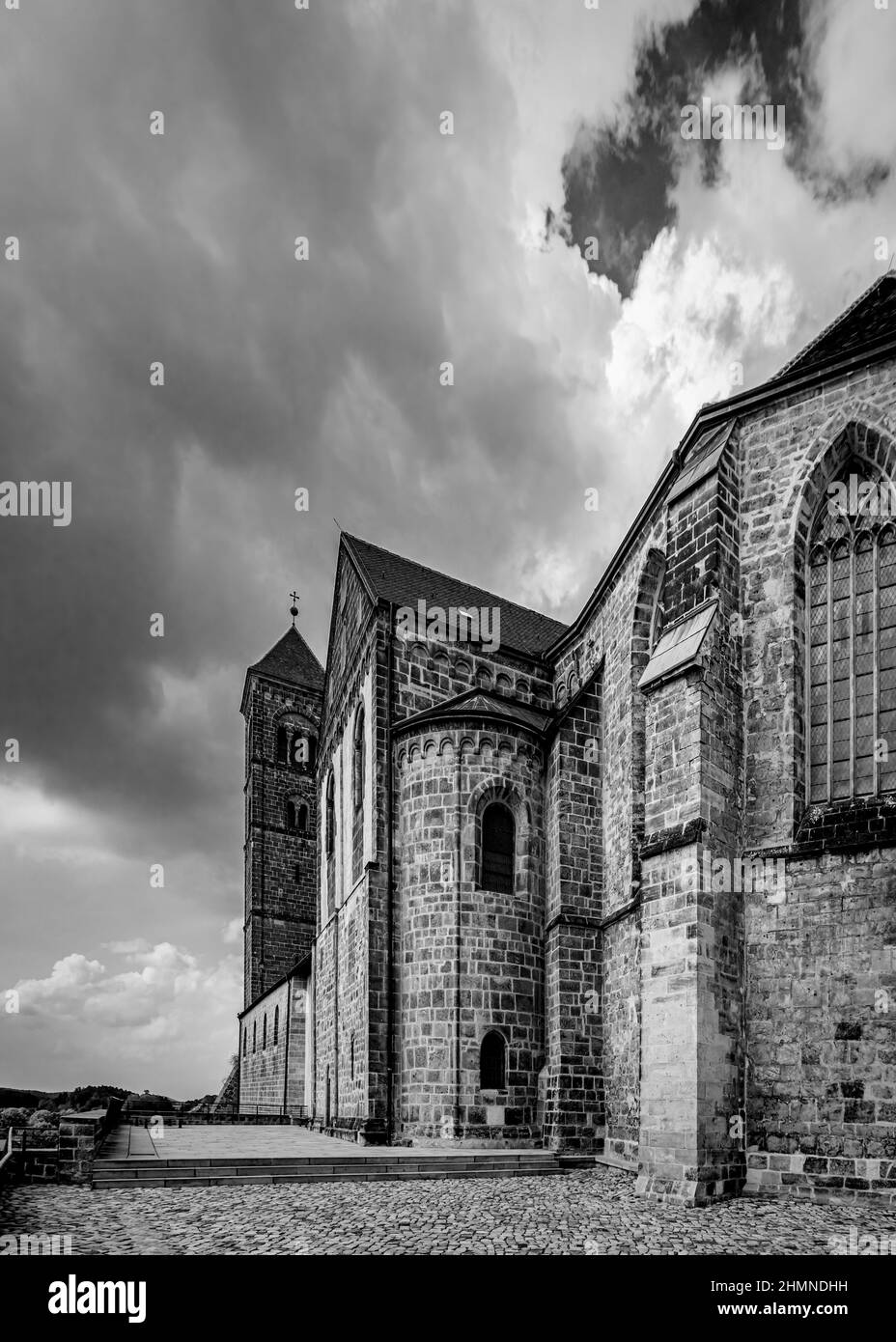 Quedlinburg, Saxony-Anhalt, Germany: Choir side of the Collegiate Church of St. Servatius or St. Servatii, also known as Quedlinburg Cathedral. Stock Photo