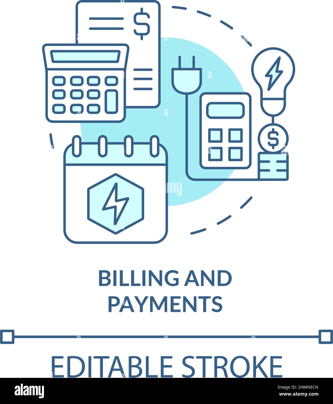 Billing and payments turquoise concept icon Stock Vector