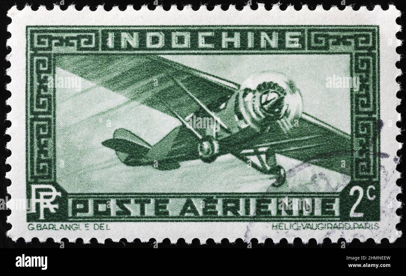 Indochinese air mail postage stamp Stock Photo