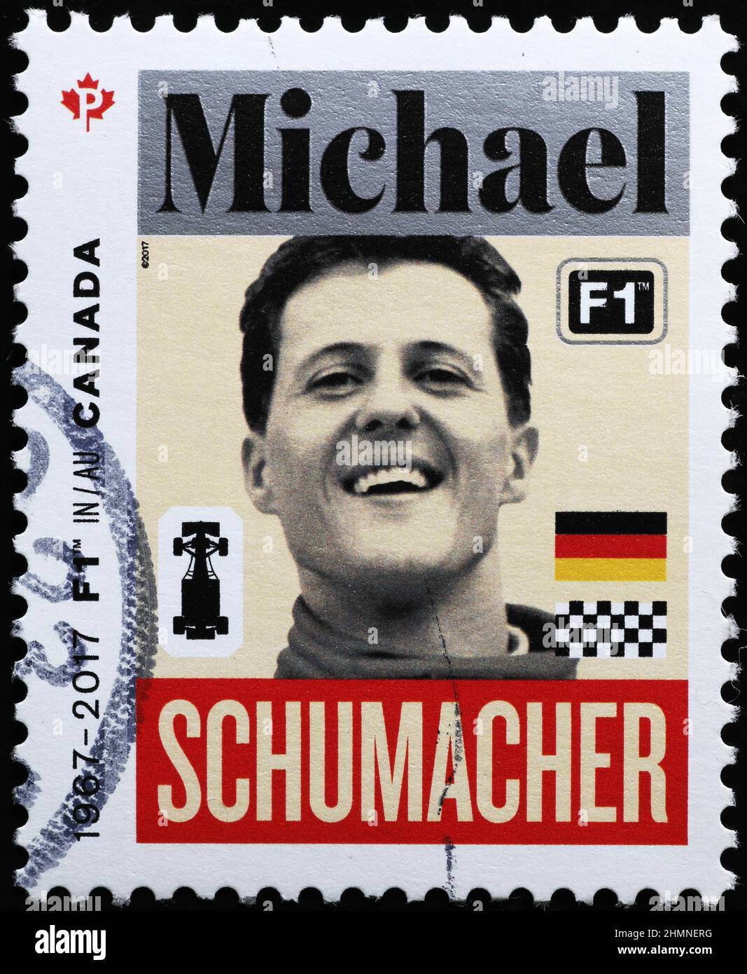 Michael Schumacher portrait on postage stamp Stock Photo Alamy
