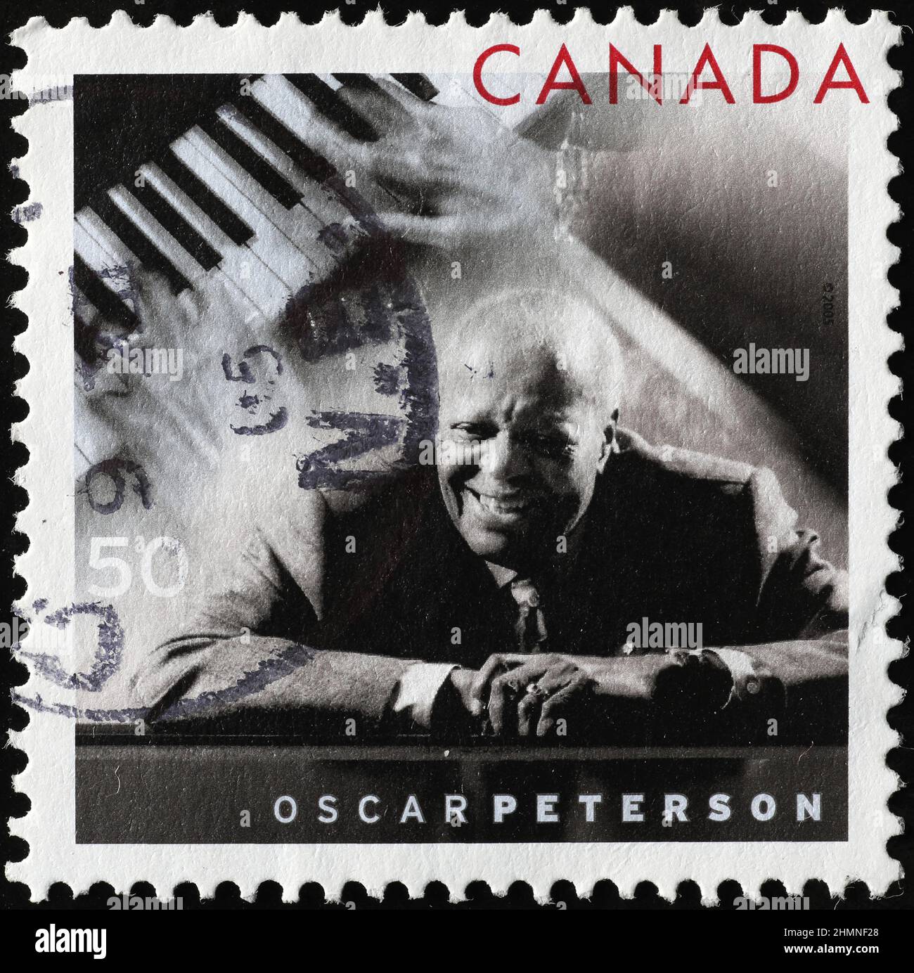 Oscar Peterson portrait on canadian postage stamp Stock Photo