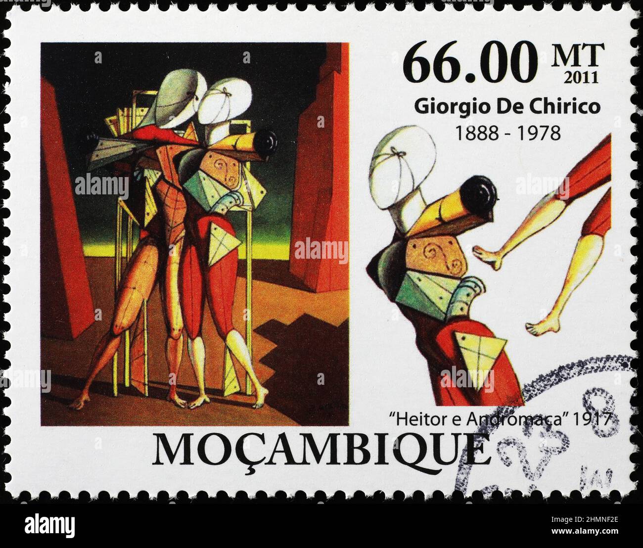 Painting by Giorgio de Chirico on postage stamp Stock Photo