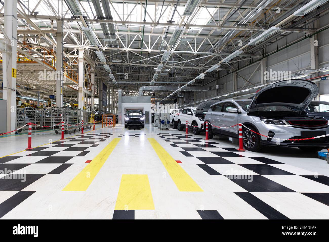 Modern car assembly plant. Auto industry. Interior of a hightech