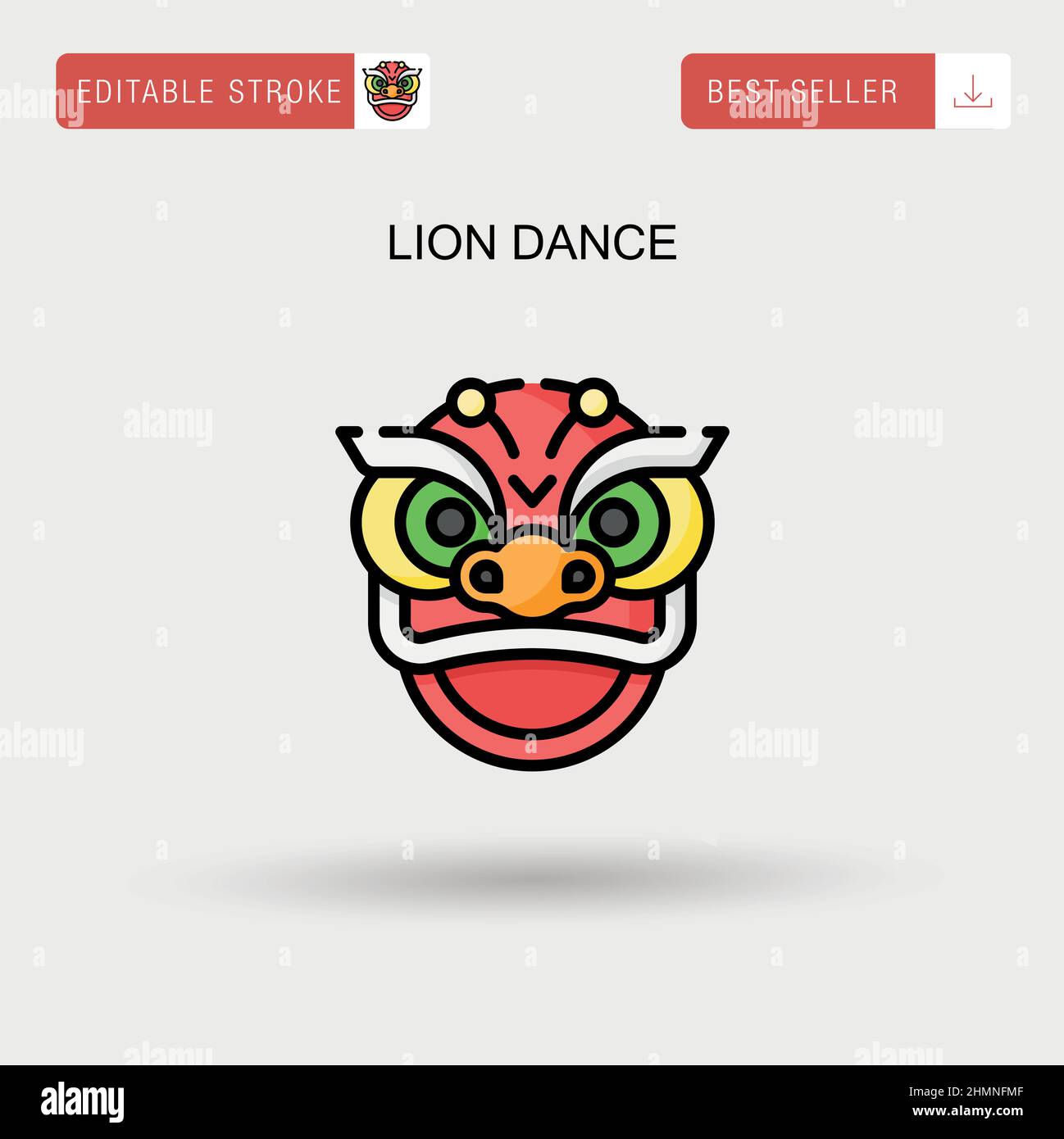 Lion dance Simple vector icon. Stock Vector