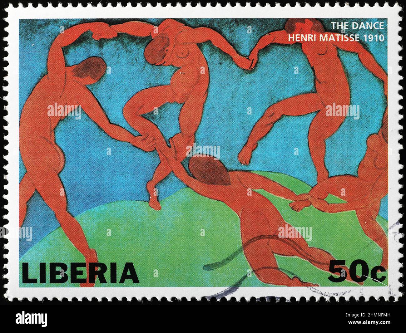 The dance by Henry Matisse on african stamp Stock Photo