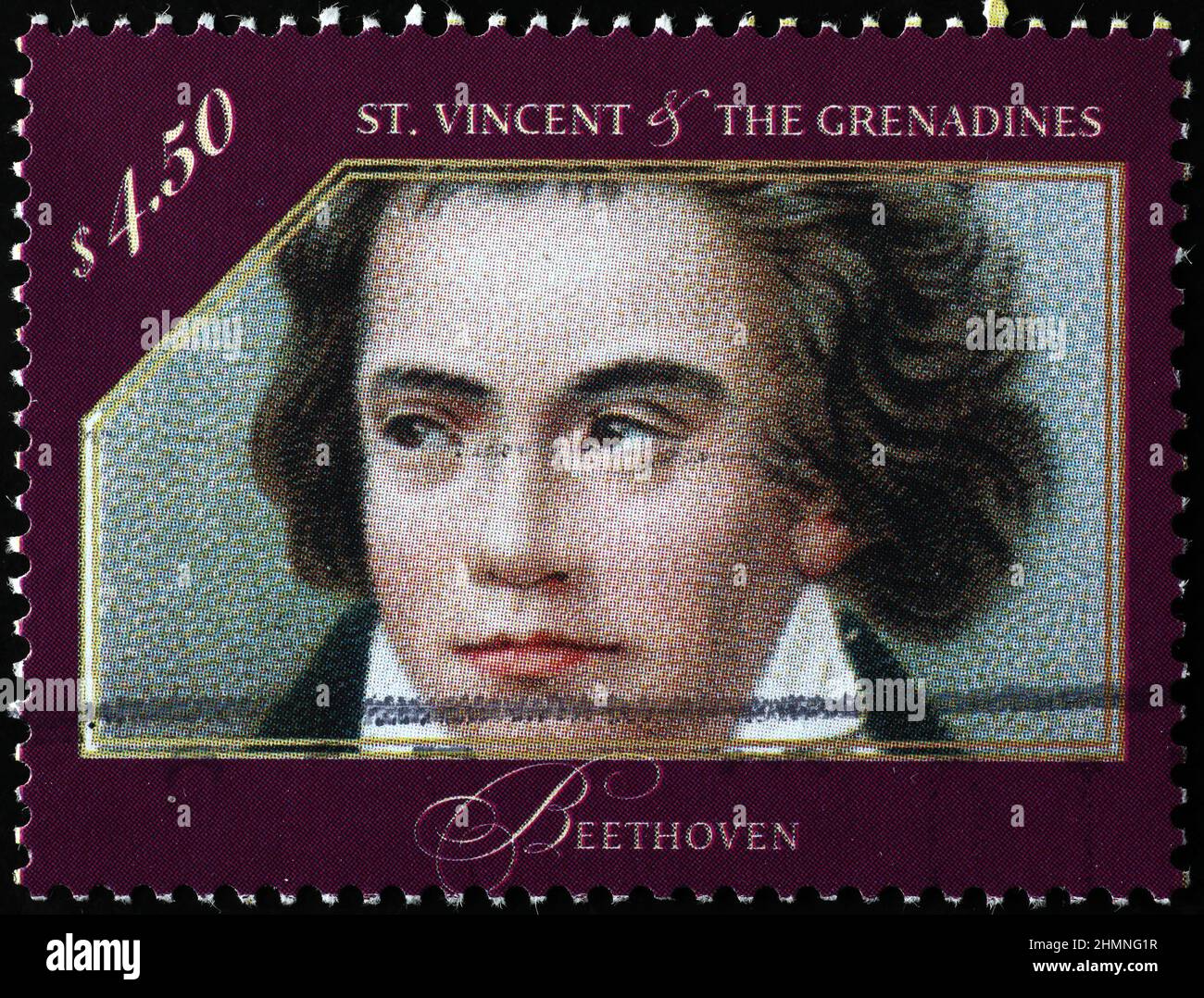 Young Beethoven on postage stamp of Saint Vincent Stock Photo