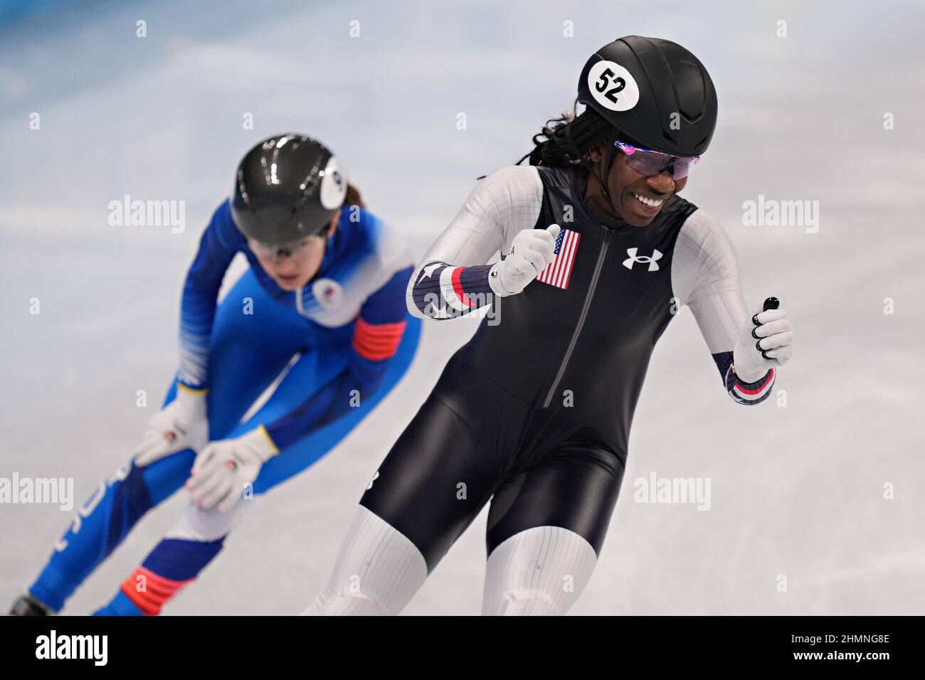 Beijing, China. 11th Feb, 2022. Maame Biney of the USA, celebrates